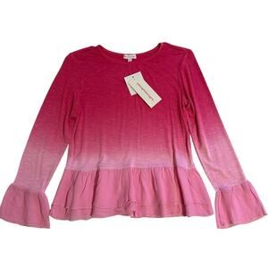 NWT Design History Pink Ombre Bell Sleeve Top Girls Large